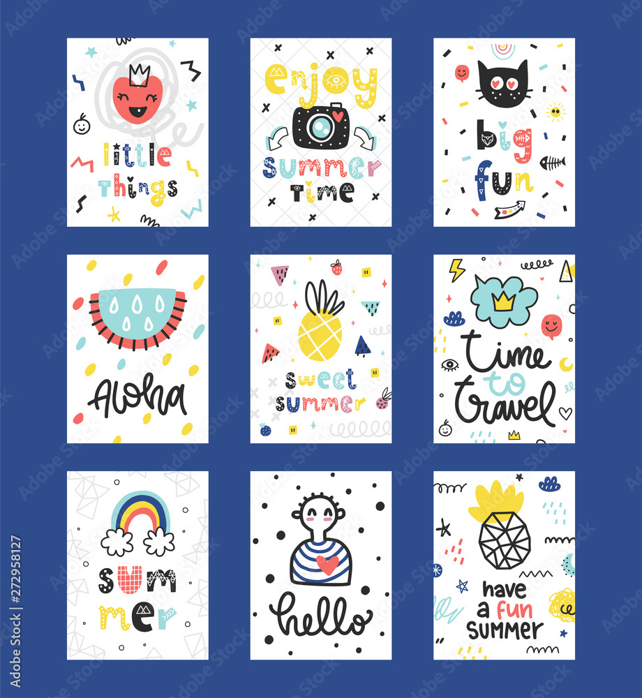 Summer vector cards collection