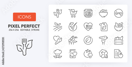 healthy food line icons 256 x 256