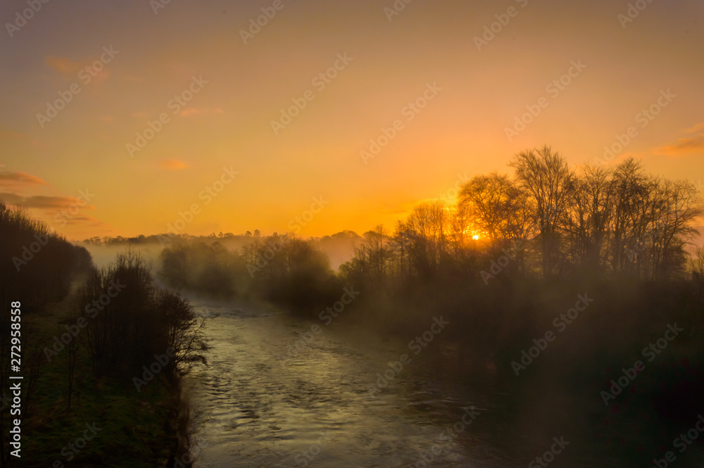 Sunrise over Misty River Boyne Valley Ireland