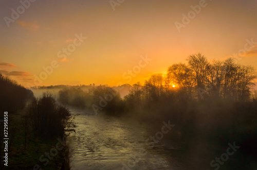 Sunrise over Misty River Boyne Valley Ireland