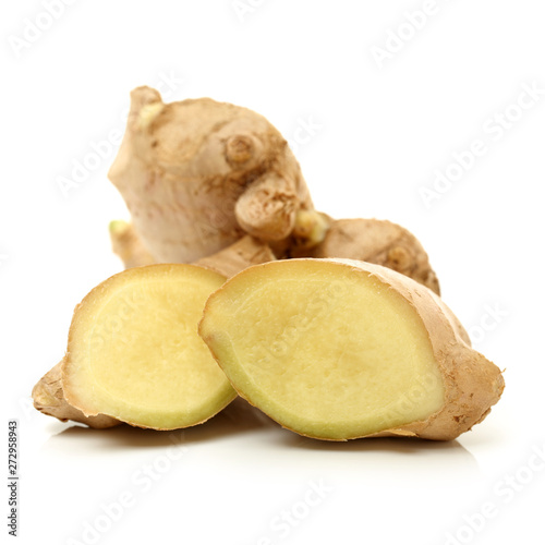 fresh ginger on white background 