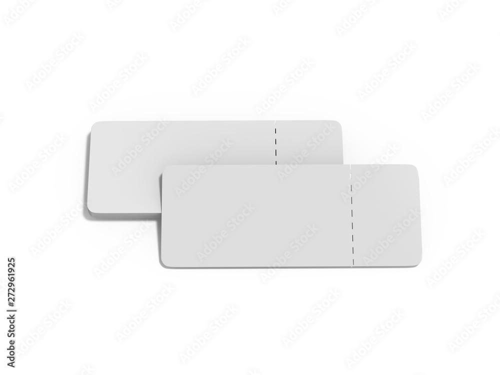 Air plane tickets, flying aeroplane boarding pass mock up template on isolated white background, 3d illustration Air plane tickets, flying aeroplane boarding pass mock up template on isolated white background, 3d illustration