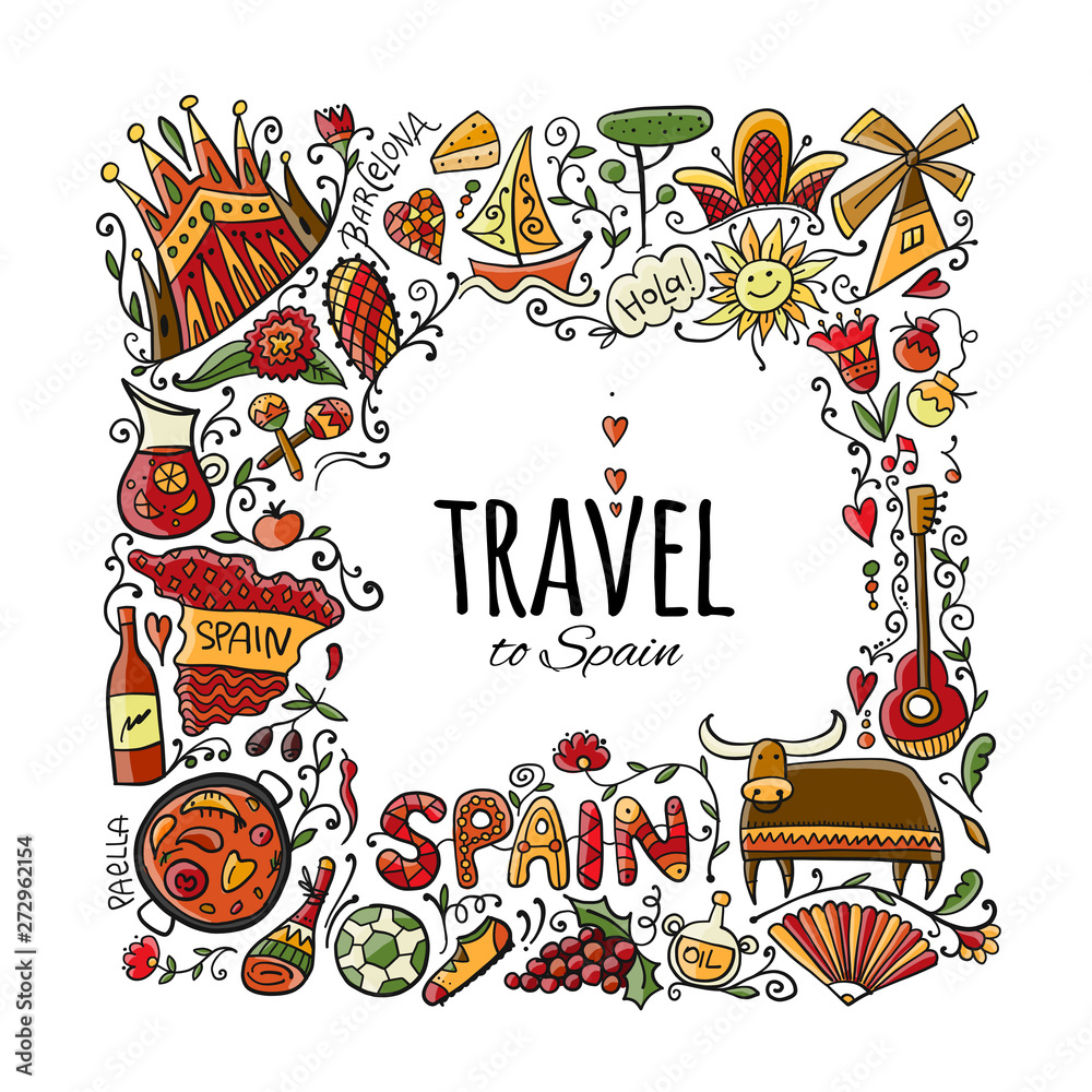 Travel to Spain. Greeting card for your design Travel to Spain. Greeting card for your design