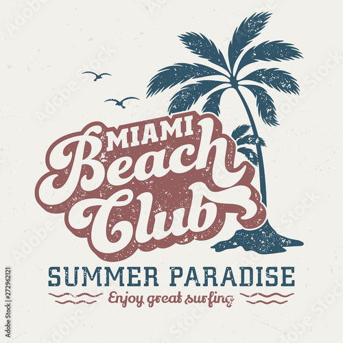 Miami Beach Club - Vintage Tee Design For Printing