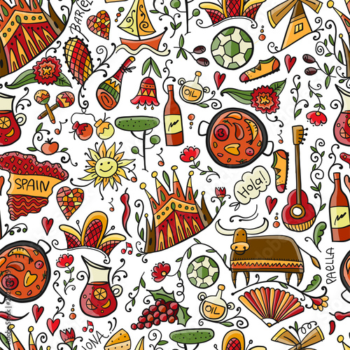 Travel to Spain. Seamless pattern for your design