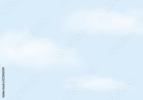 Realistic illustration of blue sky with white clouds and space for text. Suitable as background for picture or advertisement, vector