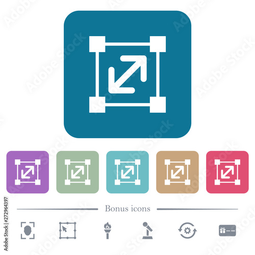 Resize element flat icons on color rounded square backgrounds