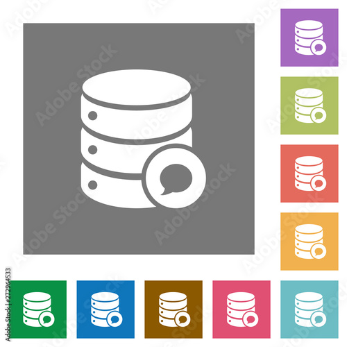 Database messages square flat icons