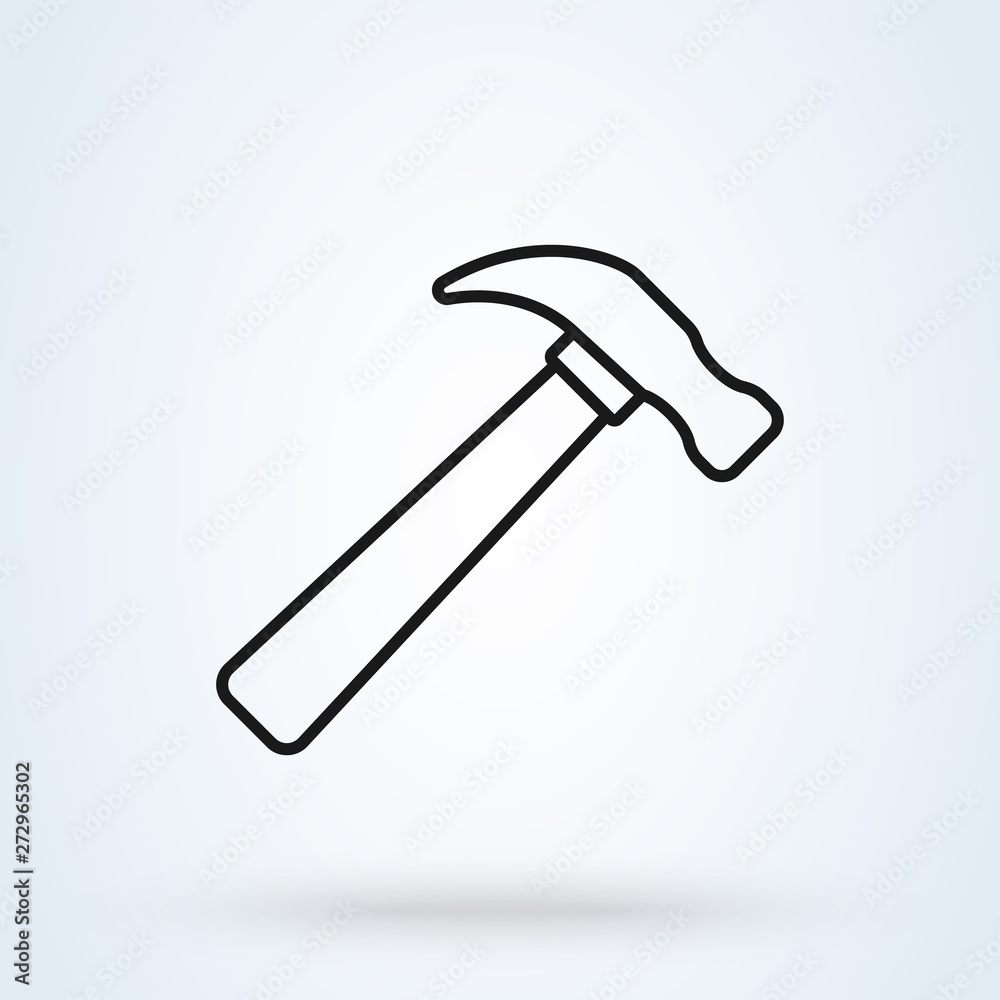 Hammer Simple line art vector modern icon design illustration. Hammer Simple line art vector modern icon design illustration.