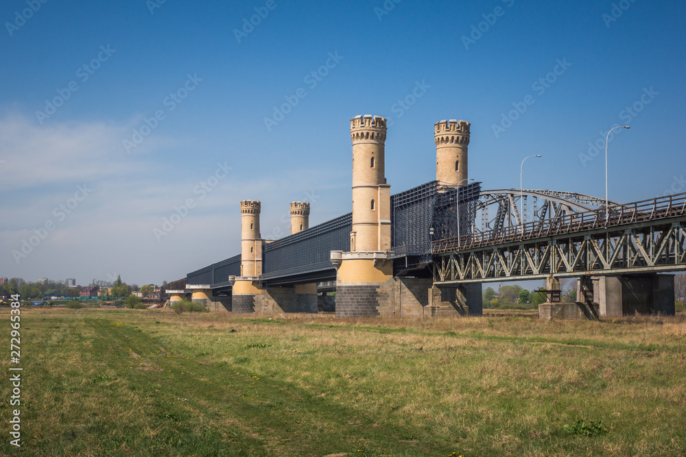 Historic bridge over the Vistula river in Tczew, Pomorskie, Poland Historic bridge over the Vistula river in Tczew, Pomorskie, Poland