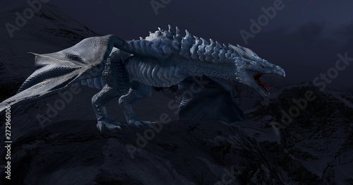 High resolution Ice dragon 3D rendered. Write your text and use it as poster  header  banner or etc.