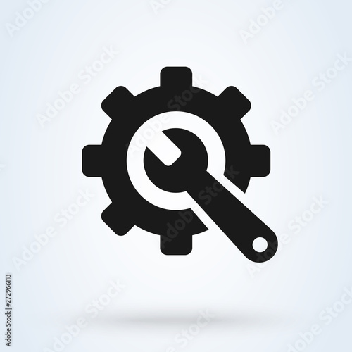 Service tool, gear symbol Simple vector modern icon design illustration