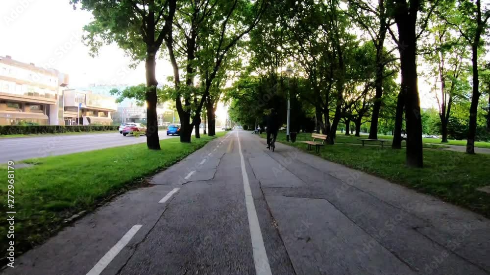 Bicycle Ride Trough City Front Center View Time Lapse Bicycle Ride Trough City Front Center View Time Lapse