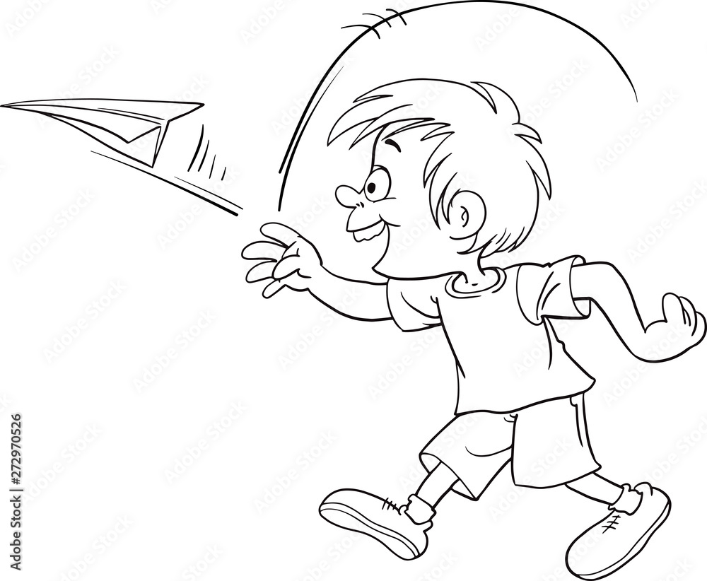 Obraz premium Kid throwing a paper plane