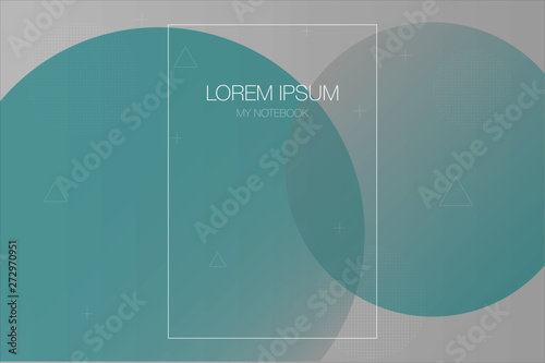 Abstract light background and brochure design with light green colored circles, dotted circles, triangles and plus symbols. Ideally design for corporate notebooks and advertising brochures.