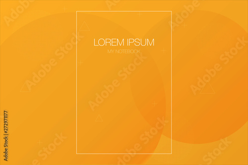 Abstract light background and brochure design with yellow colored circles, dotted circles, triangles and plus symbols. Ideally design for corporate notebooks and advertising brochures.
