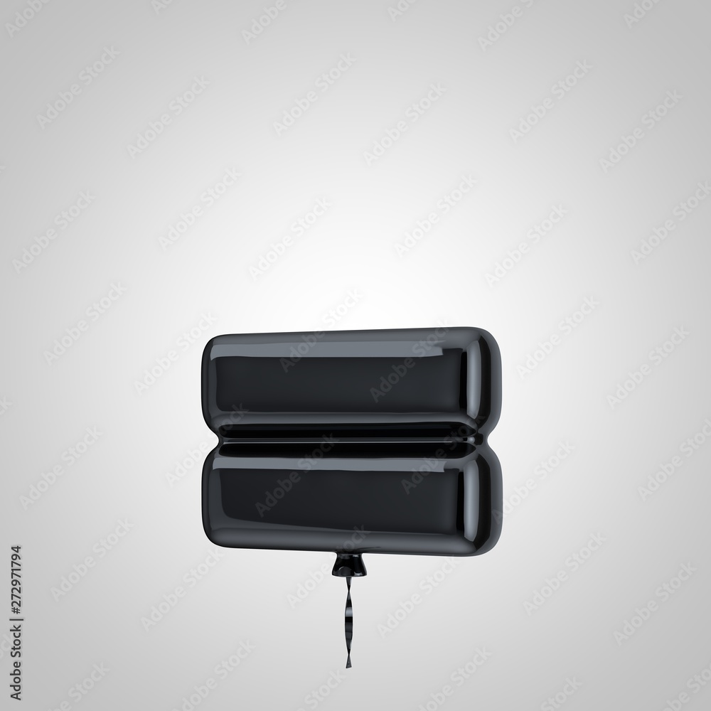 Shiny metallic black balloon equals symbol isolated on white background Shiny metallic black balloon equals symbol isolated on white background