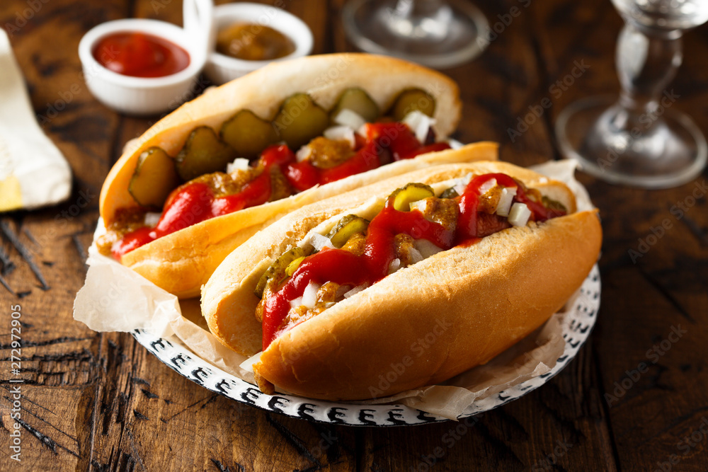 Homemade hot dogs with pickles Homemade hot dogs with pickles
