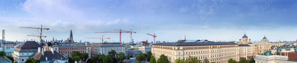 evening panoramic aerial cityscape of Vienna, Austria