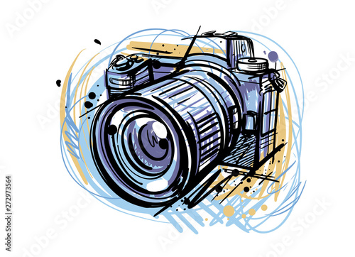 abstract color camera on white background photo