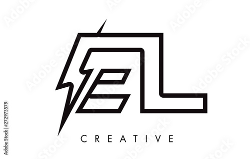EL Letter Logo Design With Lighting Thunder Bolt. Electric Bolt Letter Logo