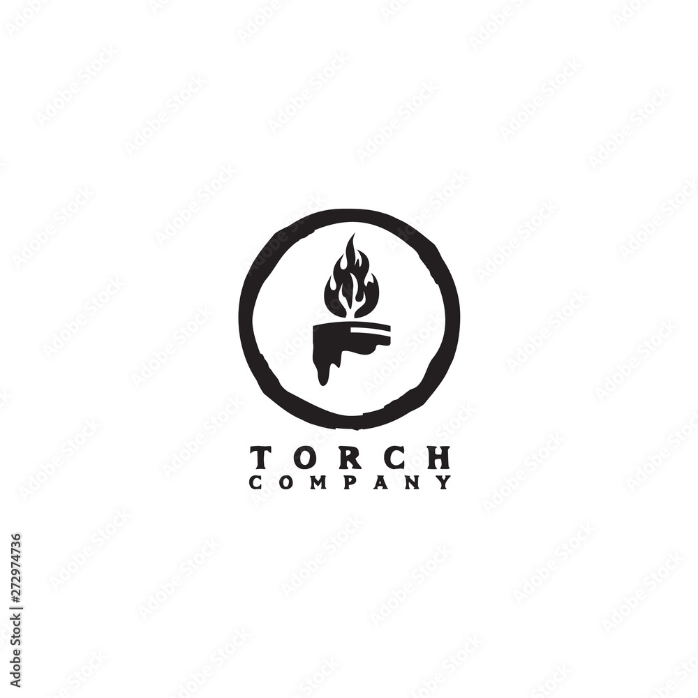 Torch icon logo design vector template