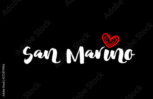 San Marino city on black background with red heart for logo icon design