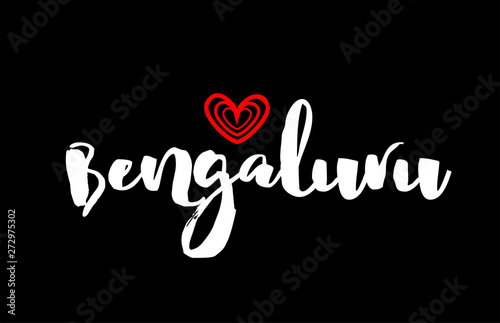 Bengaluru city on black background with red heart for logo icon design
