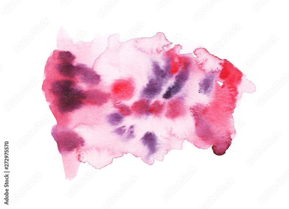 Watercolor hand-painted pink and purple abstract splash illustration on white background