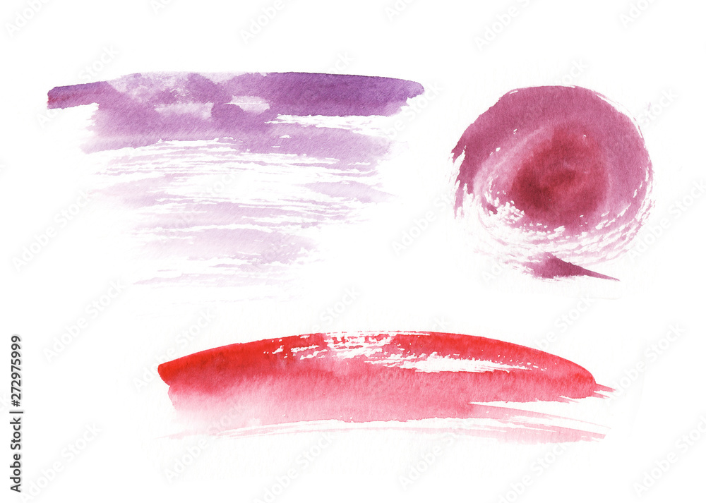 Obraz premium Watercolor hand drawn abstract brushstrokes illustration set isolated on background