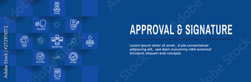 Approval and Signature Icon Set and Web Header Banner