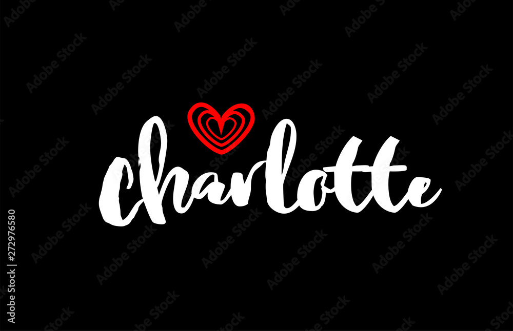 charlotte city on black background with red heart for logo icon design