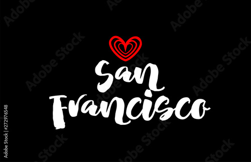 san francisco city on black background with red heart for logo icon design