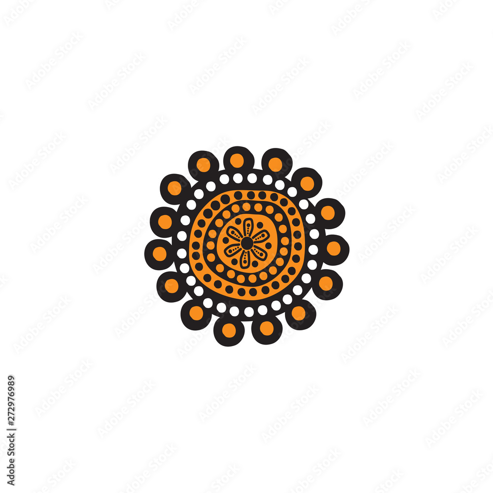 Fototapeta premium Aboriginal art dots painting icon logo design vector template