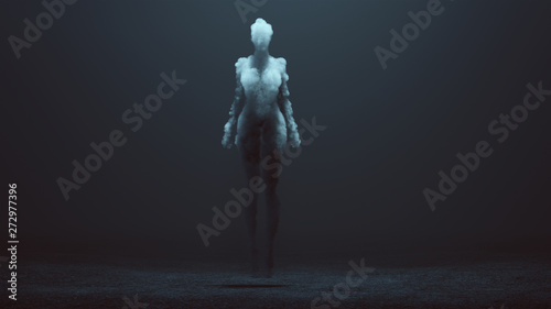 Obraz na plátně Sexy Smoke Ghost Spirit Floating in a Foggy Void 3d Illustration 3d Rendering