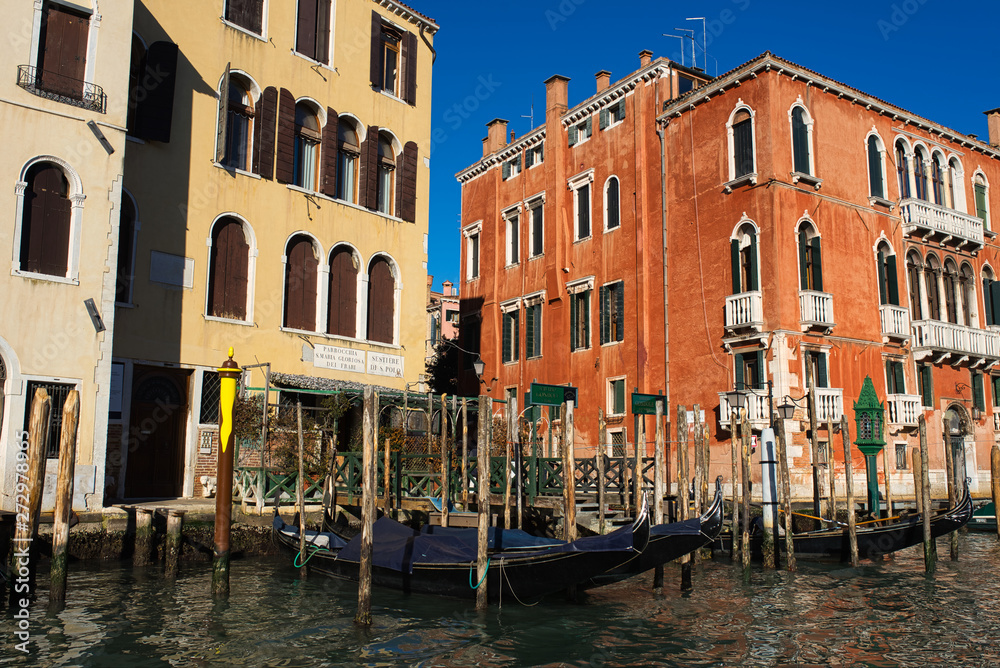 Sunny winter day in Venice, shot from channel 