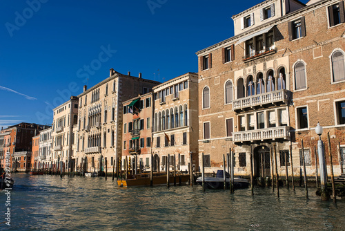 Sunny winter day in Venice, shot from channel