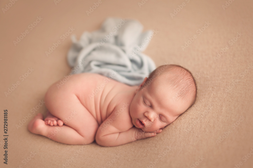 Cute newborn baby boy sleeping
