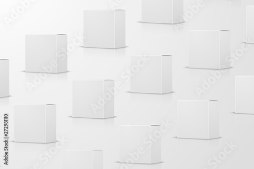 Vector template - realistic paper box on table, mockup for your package design isolated on white background
