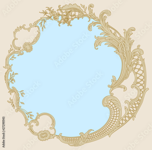 Frame Baroque curls of art Nouveau mirror floral motifs leaves pretentiousness elite style noble Baroque classicism