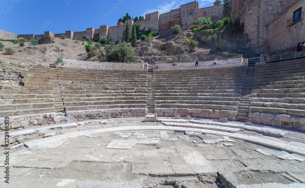 Orchestra or Stage of Roman Theater of Malaga, Andalusia, Spain
