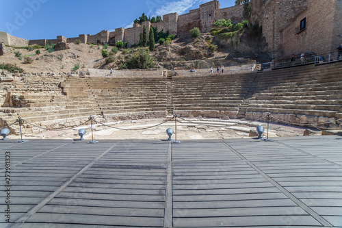 Stage or pulpitum of Roman Theater of Malaga, Andalusia, Spain photo