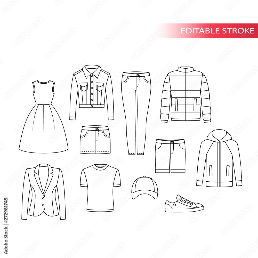 A Set Of Clothes Sketch Stock Illustration  Download Image Now  Drawing   Art Product Clothing Black And White  iStock