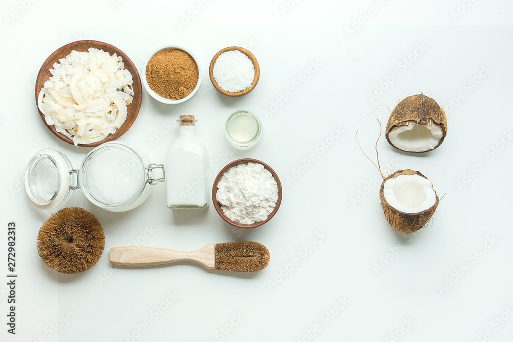 variety of products made from coconut with copy space variety of products made from coconut with copy space