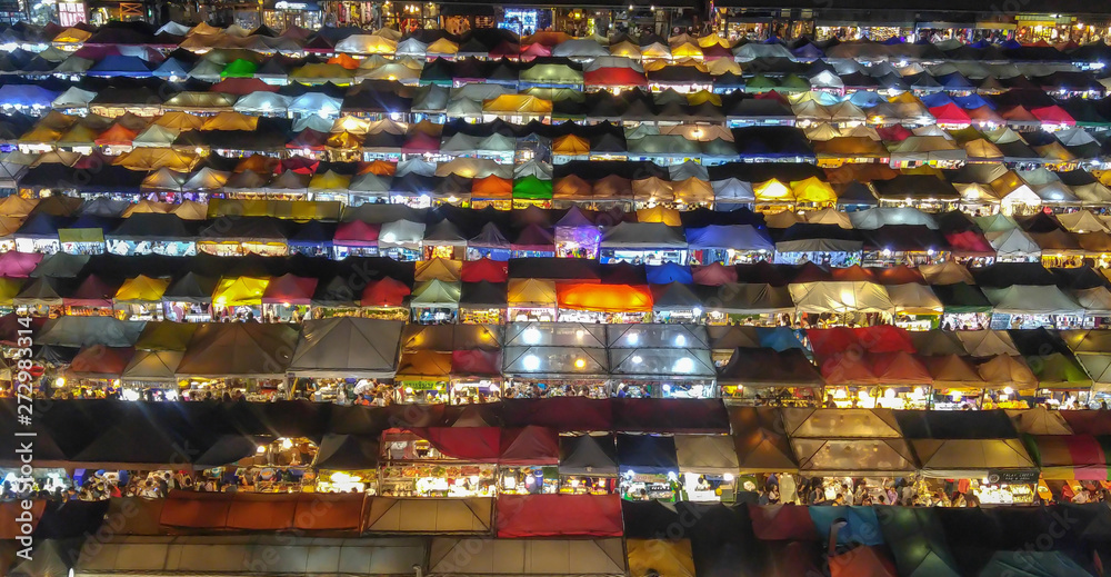Colorful Night Market in Bangkok. 