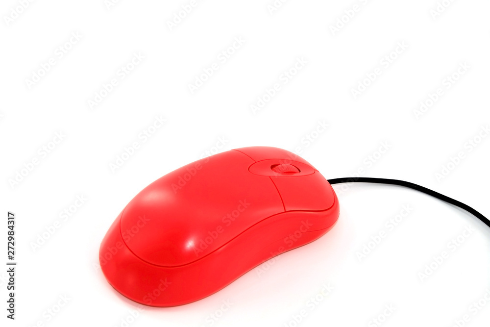 Pink saturated mouse for PC on white background Pink saturated mouse for PC on white background