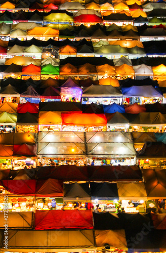 Colorful Night Market in Bangkok. 