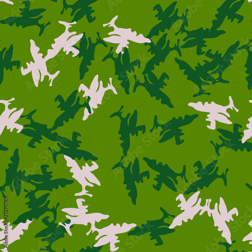 Forest camouflage of various shades of green and beige colors