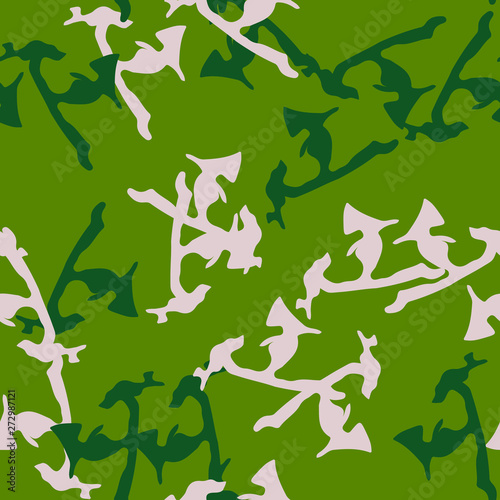 Forest camouflage of various shades of green and beige colors