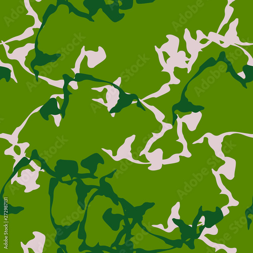 Forest camouflage of various shades of green and beige colors